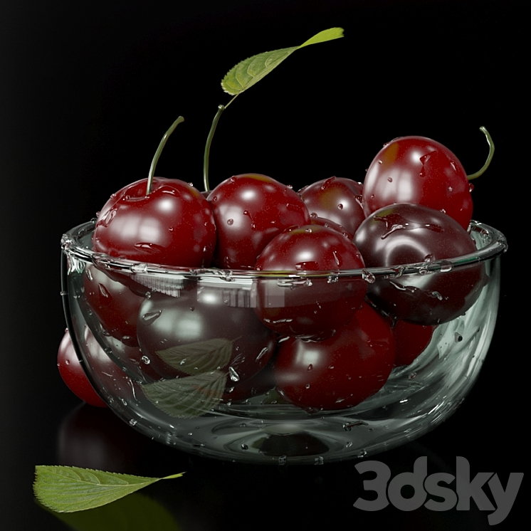 Cherries in drops of water 3DS Max Model - thumbnail 2