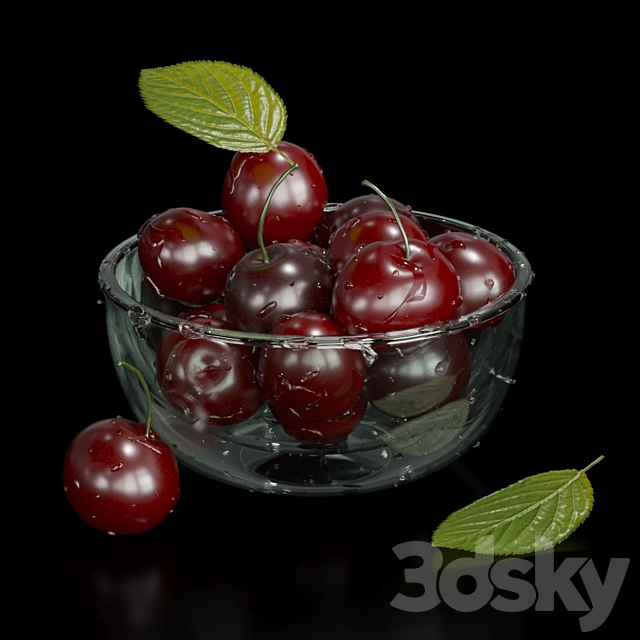 Cherries in drops of water 3DSMax File - thumbnail 1