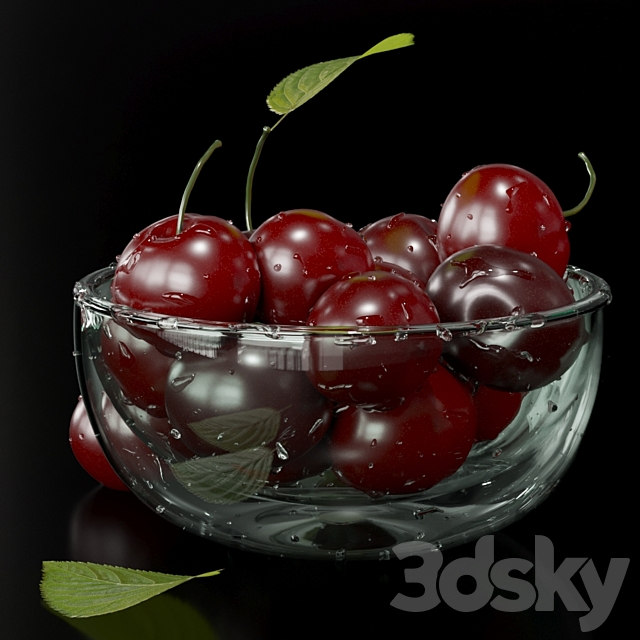 Cherries in drops of water 3DSMax File - thumbnail 2