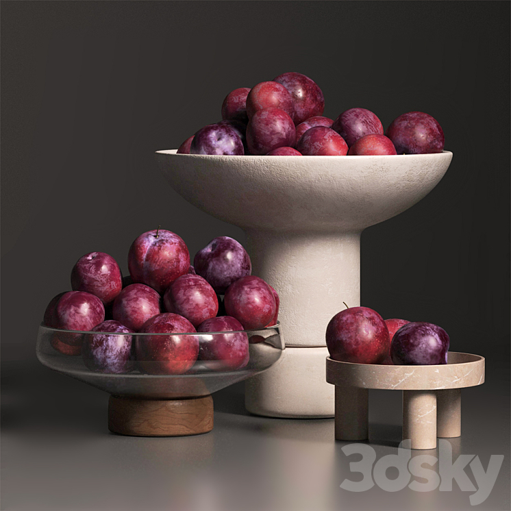 cherry plum in vases 3DS Max Model - thumbnail 1