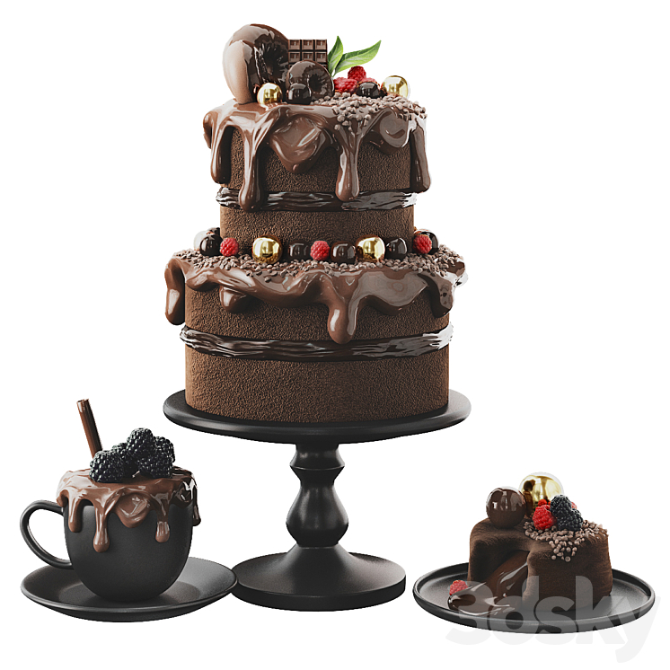 Chocolate cake 3DS Max - thumbnail 1