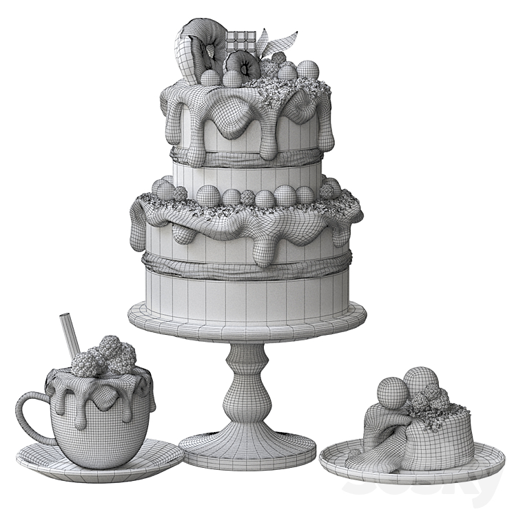 Chocolate cake 3DS Max - thumbnail 2