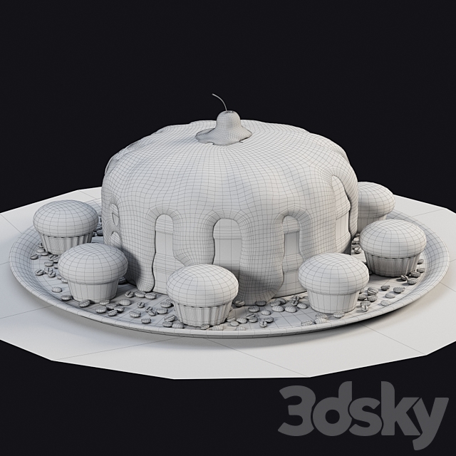 Chocolate cake and muffins 3DSMax File - thumbnail 3