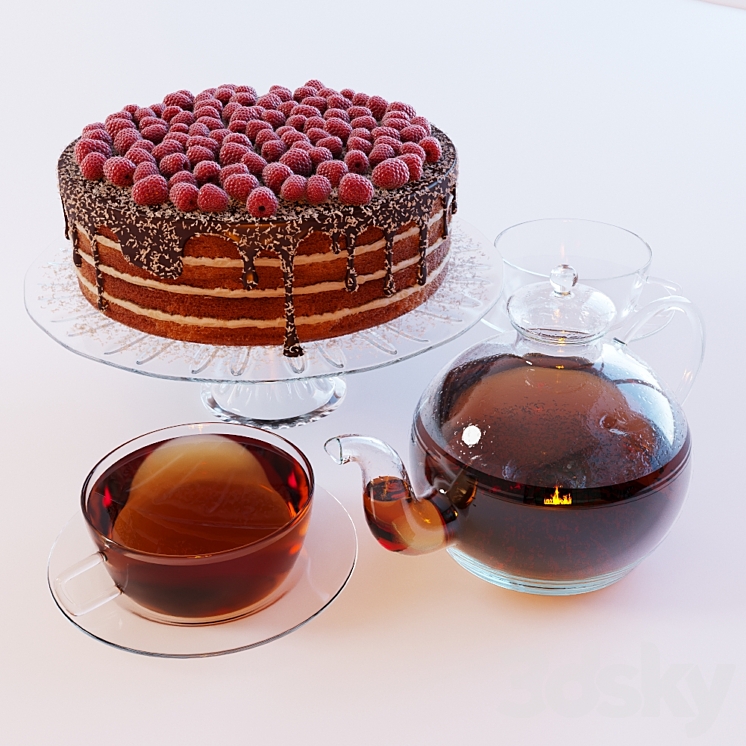 Chocolate cake & tea 3DS Max - thumbnail 1