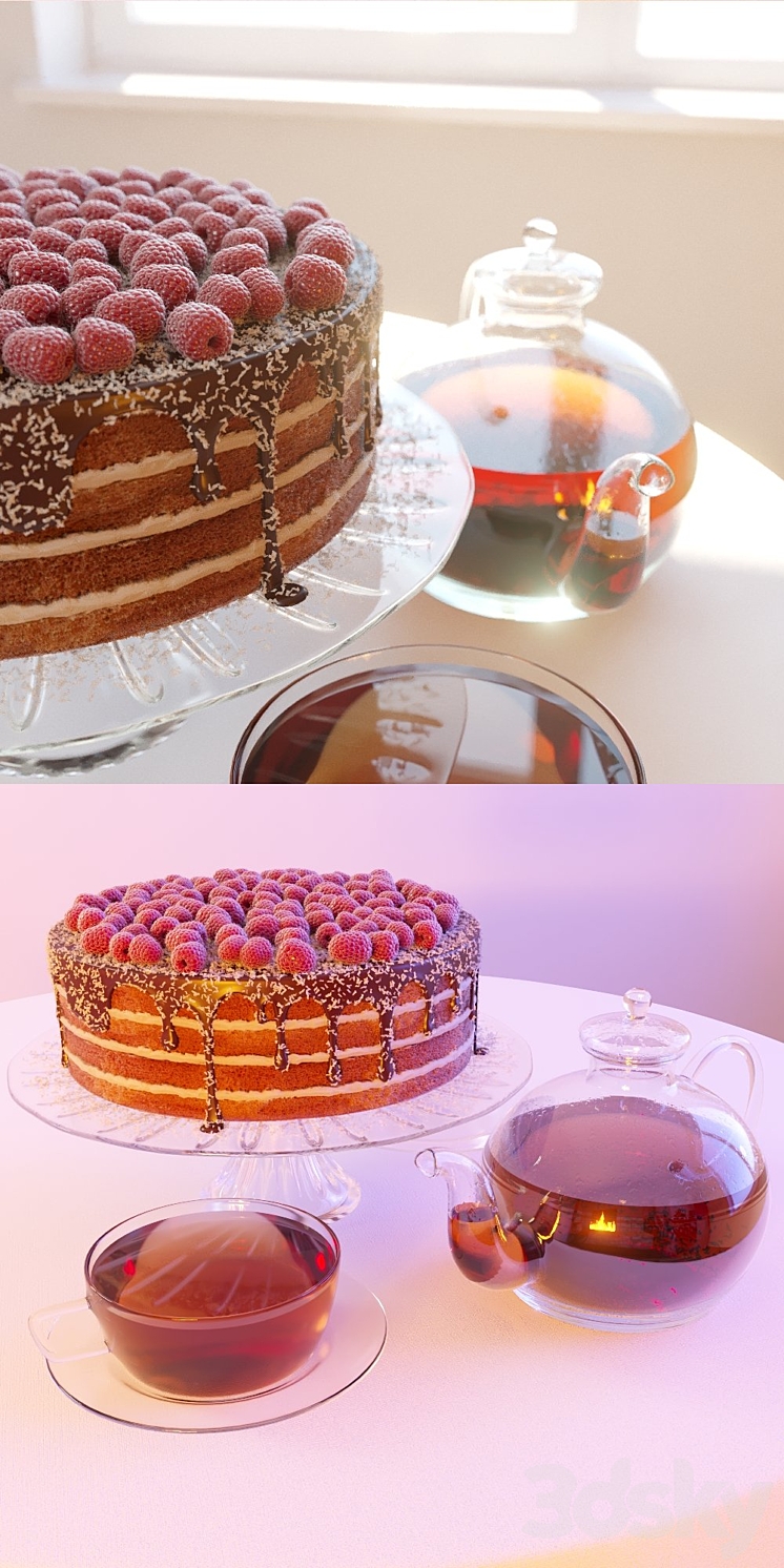 Chocolate cake & tea 3DS Max - thumbnail 2