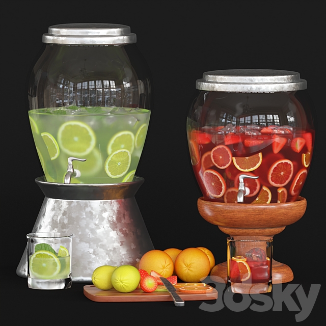 classic glass drink dispenser 3ds Max - thumbnail 1