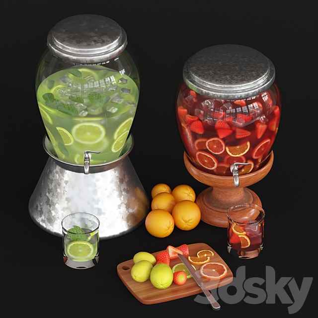 classic glass drink dispenser 3ds Max - thumbnail 3