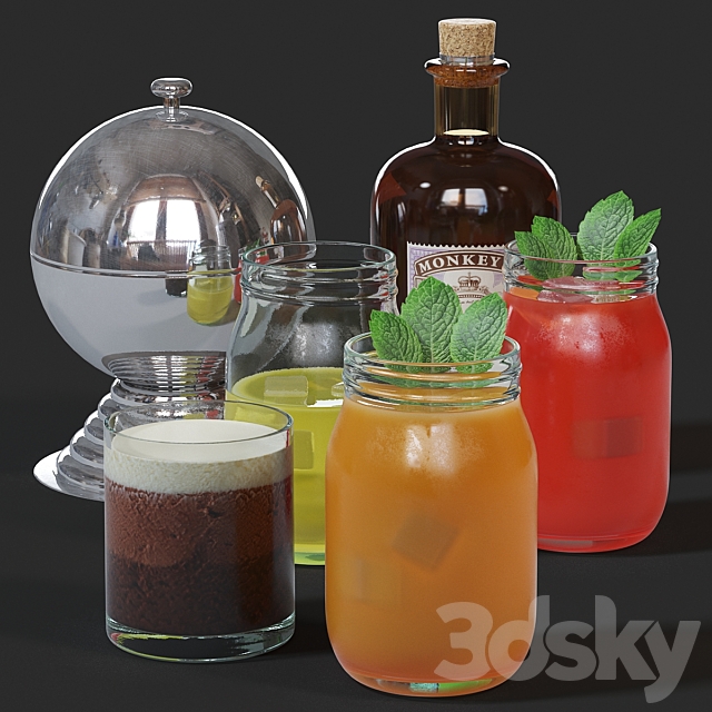 Cocktails small set 3ds Max - thumbnail 1