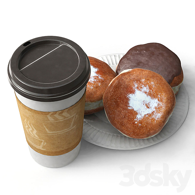 Coffee and buns 3DS Max Model - thumbnail 2