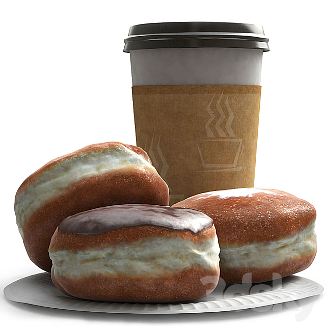 Coffee and buns 3DS Max Model - thumbnail 3