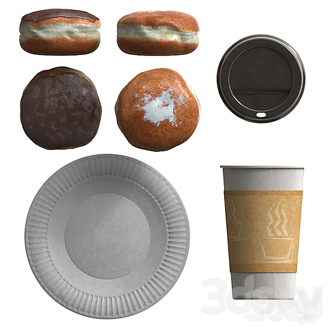 Coffee and buns 3DS Max Model - thumbnail 4