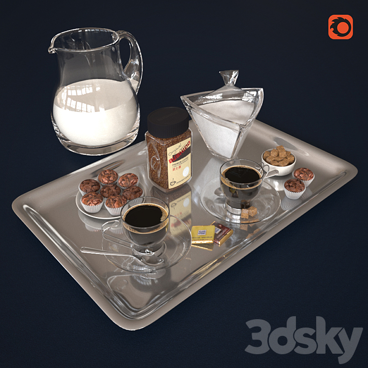 Coffee bushido and decorative set 3DS Max - thumbnail 1