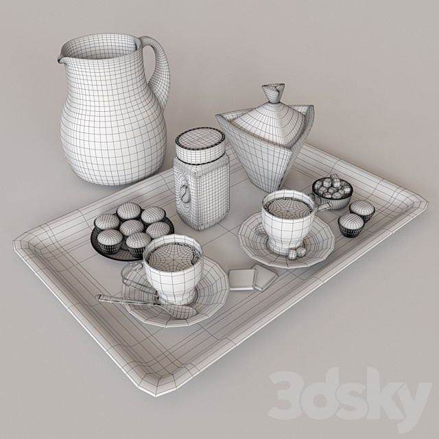 Coffee bushido and decorative set 3DSMax File - thumbnail 3