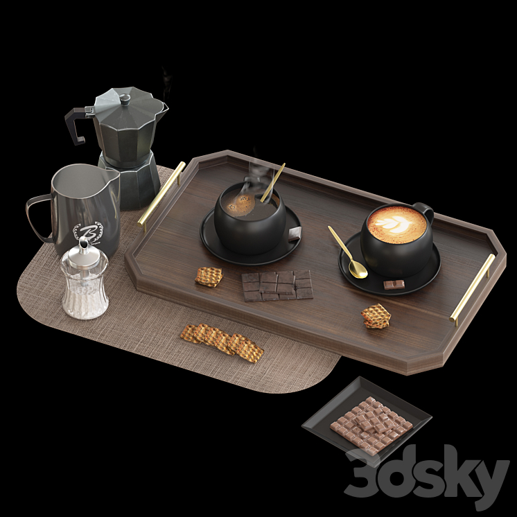 coffee set 01 3DS Max Model - thumbnail 2