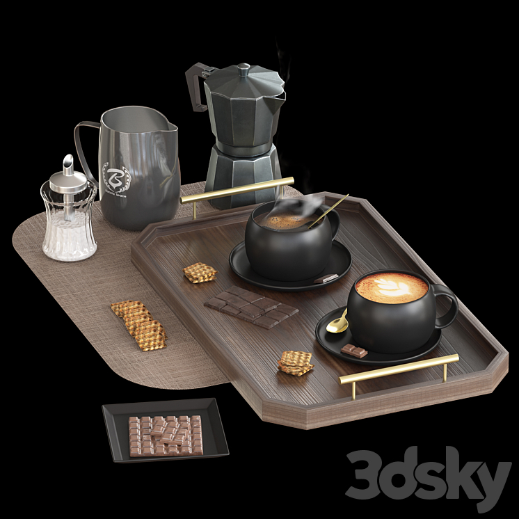 coffee set 01 3DS Max Model - thumbnail 3