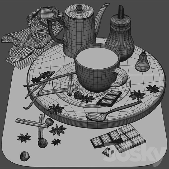 Coffee set 2 3DSMax File - thumbnail 3