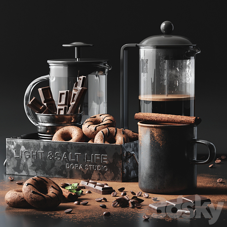 Coffee set 3 3DS Max - thumbnail 2