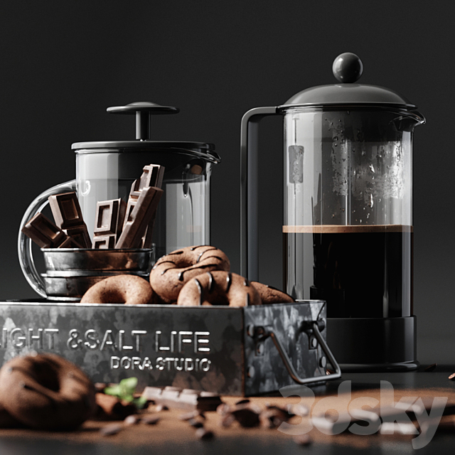 Coffee set 3 3DS Max Model - thumbnail 3