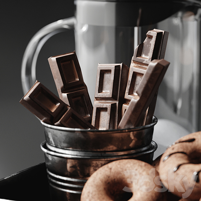 Coffee set 3 3DS Max Model - thumbnail 4