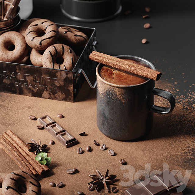 Coffee set 3 3DS Max Model - thumbnail 5