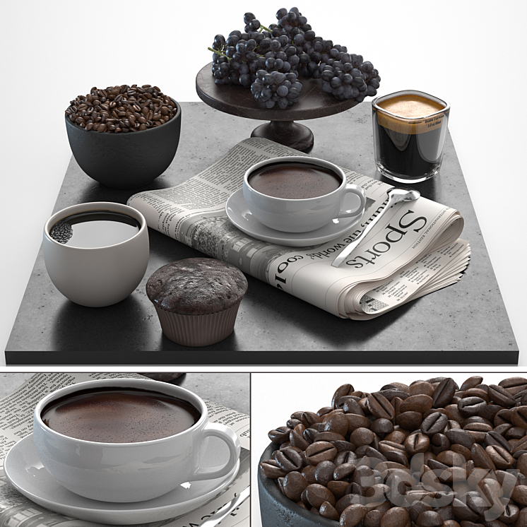 coffee set 3DS Max Model - thumbnail 1