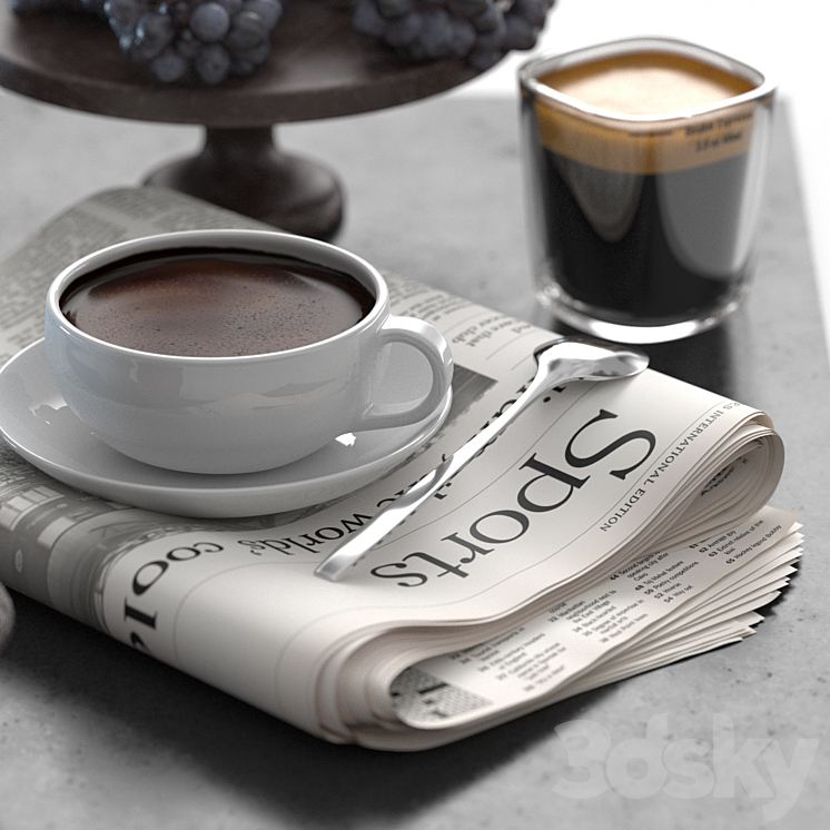 coffee set 3DS Max Model - thumbnail 2