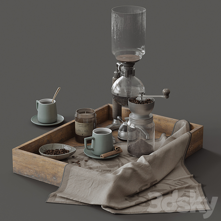 coffee set 3DS Max Model - thumbnail 1