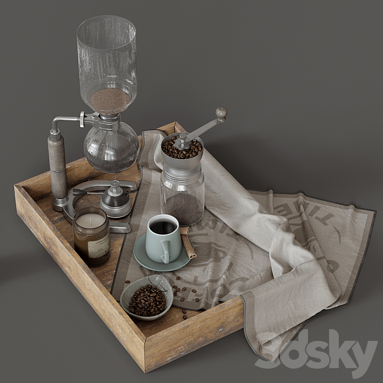 coffee set 3DS Max Model - thumbnail 2