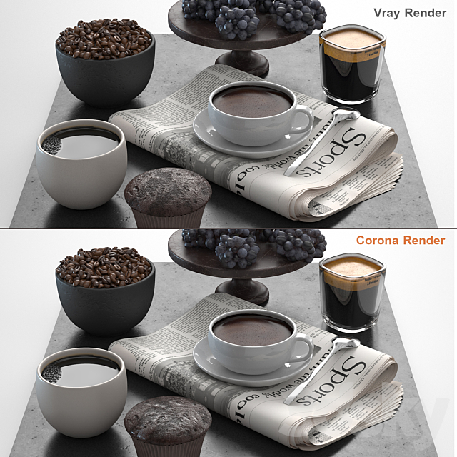 coffee set 3DS Max Model - thumbnail 3