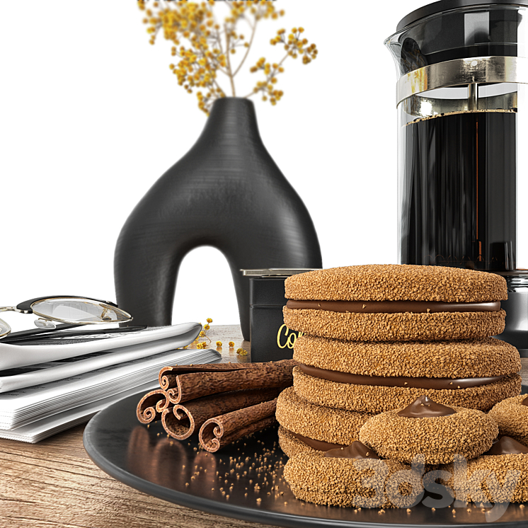 “Coffee Set “”Black””” 3DS Max Model - thumbnail 2