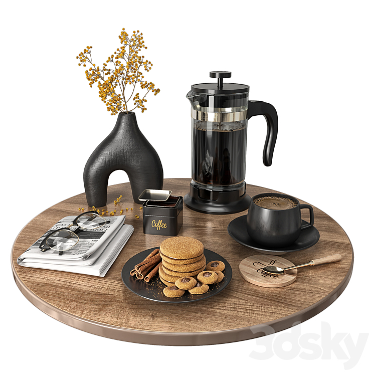 “Coffee Set “”Black””” 3DS Max Model - thumbnail 3