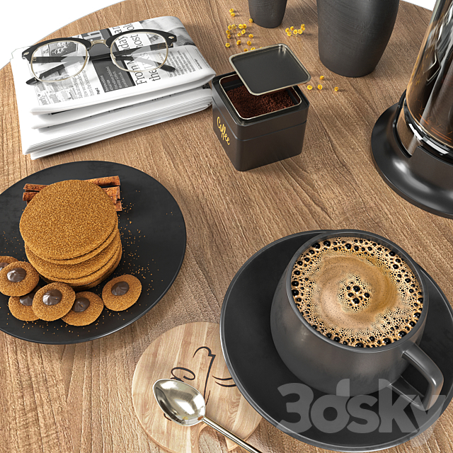 Coffee Set “Black” 3DSMax File - thumbnail 3