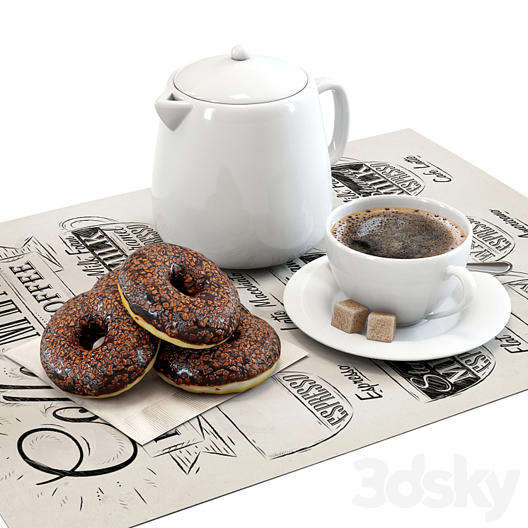 Coffee shop | Donuts set 01 3DS Max - thumbnail 1