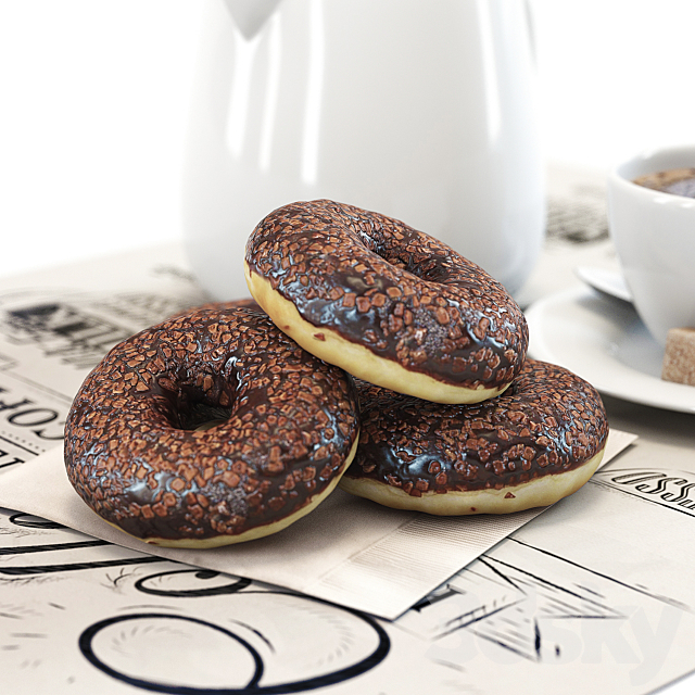 Coffee shop | Donuts set 01 3DSMax File - thumbnail 3