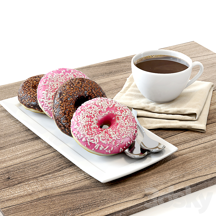 Coffee shop | Donuts set 02 3DS Max - thumbnail 1