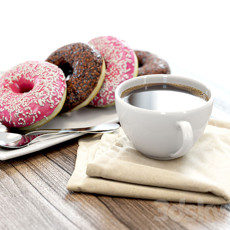 Coffee shop | Donuts set 02 3DS Max - thumbnail 2