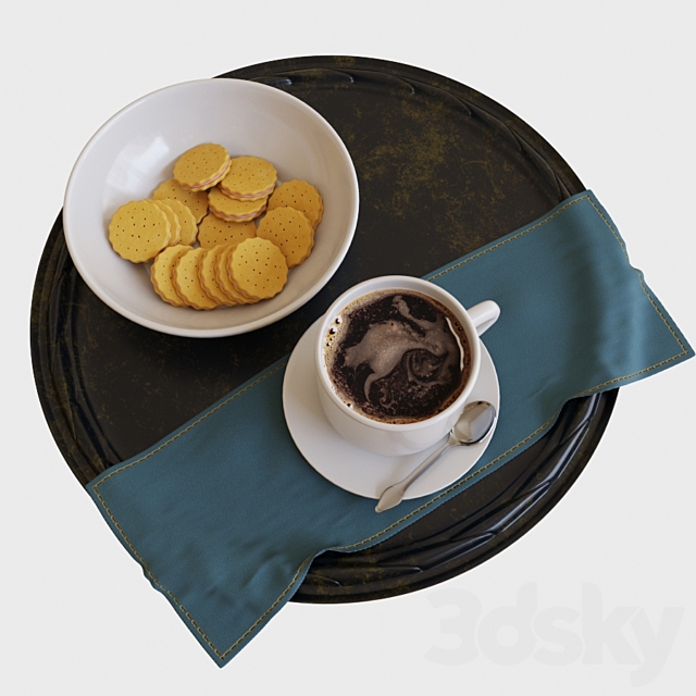 Coffee with cookies 3DSMax File - thumbnail 1