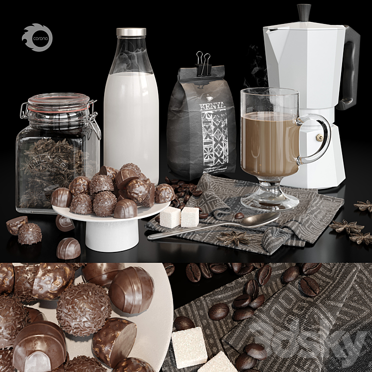 Coffee with milk 3DS Max Model - thumbnail 1