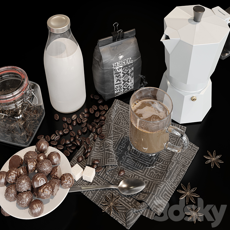 Coffee with milk 3DS Max Model - thumbnail 2