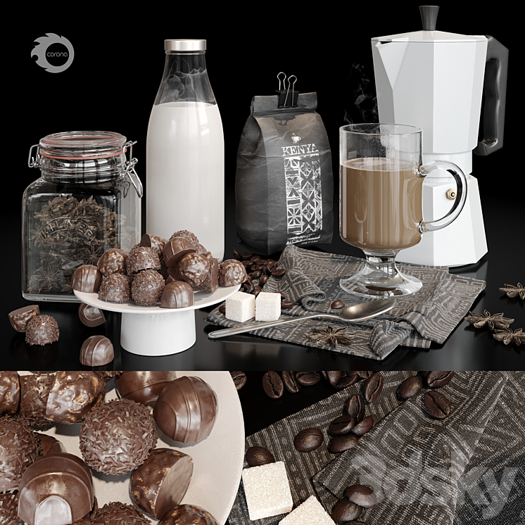 Coffee with milk 3DS Max - thumbnail 1