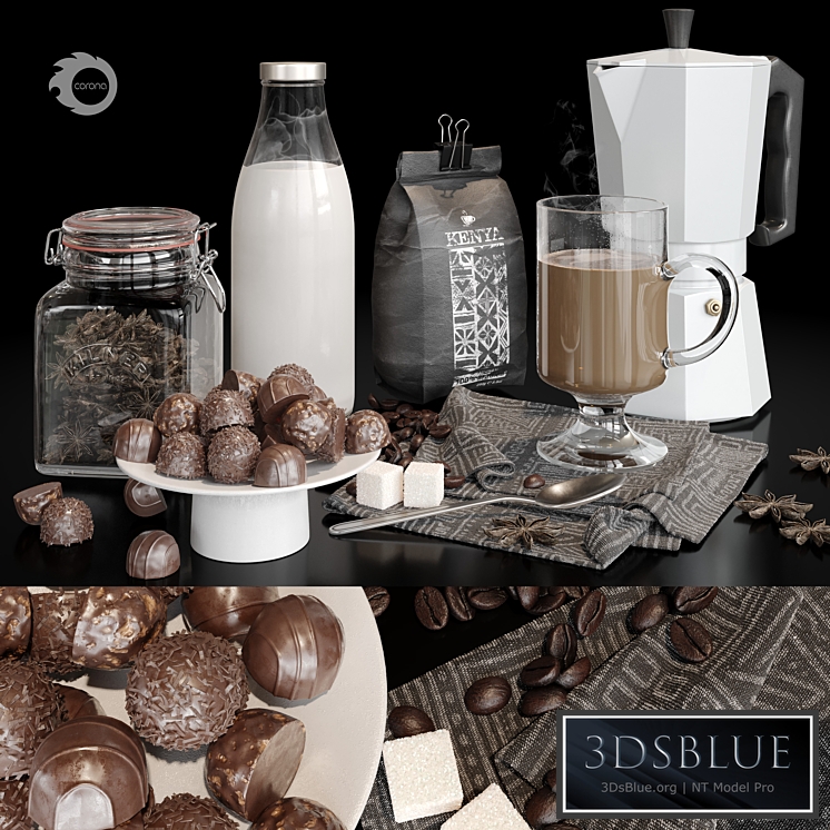 Coffee with milk 3DS Max - thumbnail 3