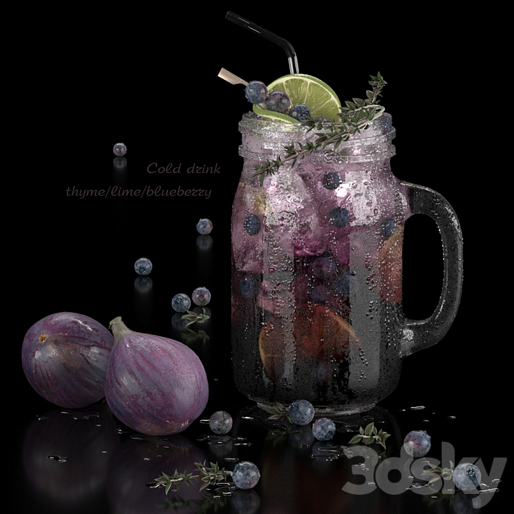 cold drinks. Thyme\/lime\/blueberry 3DS Max Model - thumbnail 3