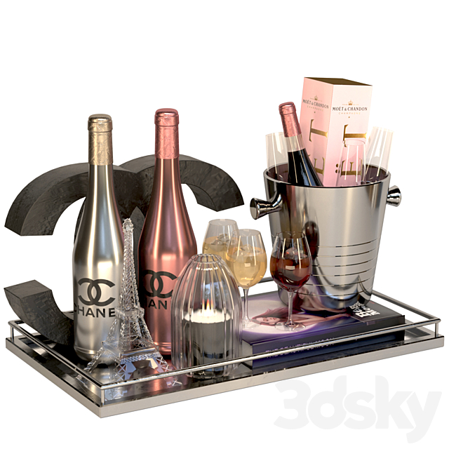 Collection of sparkling wine by candle 3DSMax File - thumbnail 1