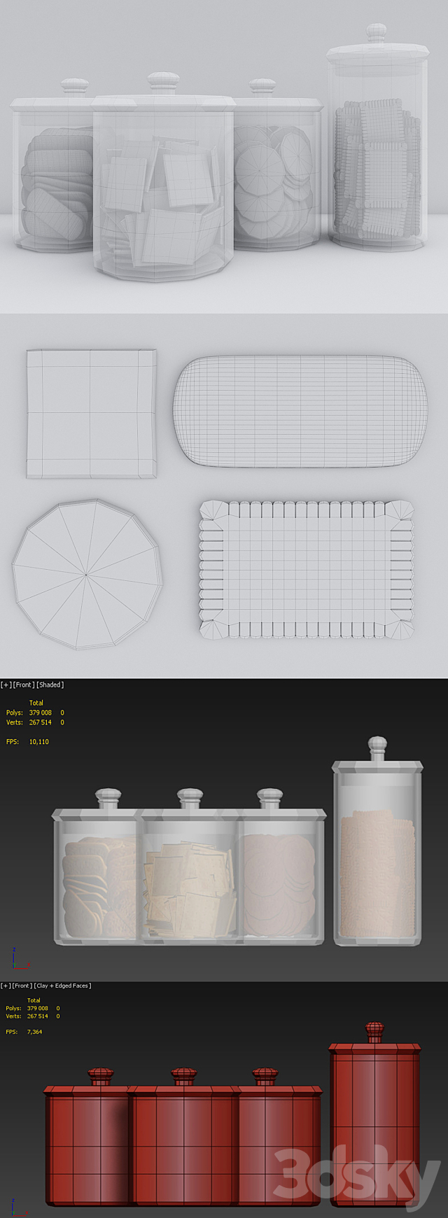 Cookie jars 2 3ds Max - thumbnail 3