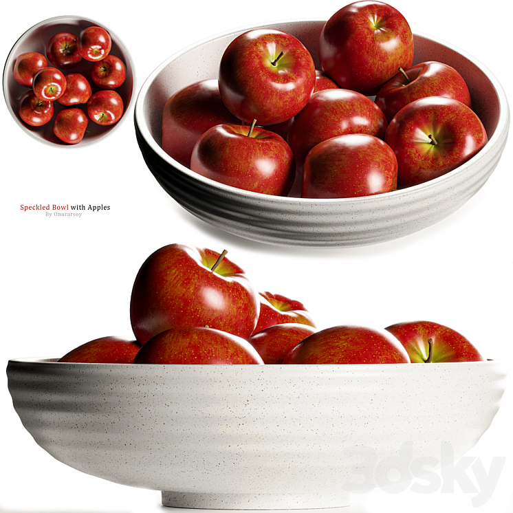 Crate & barrel – Holden Speckled Bowl with Apples 3DS Max Model - thumbnail 1