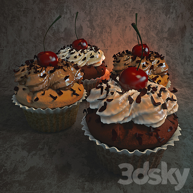 Cupcake with cherry 3DSMax File - thumbnail 1