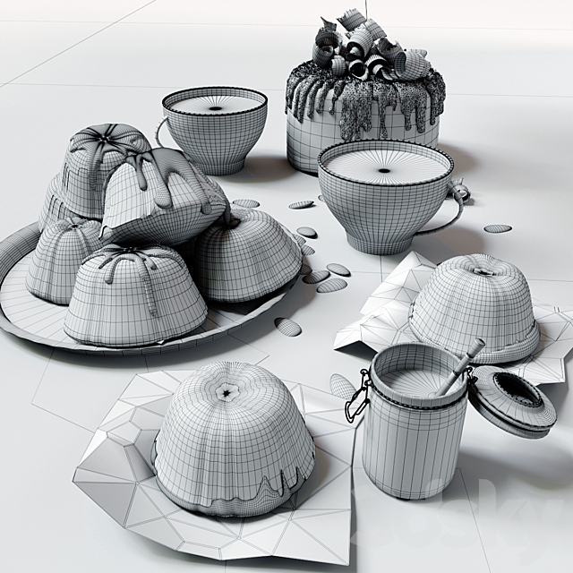 Cupcakes honey and tea 3DS Max Model - thumbnail 3