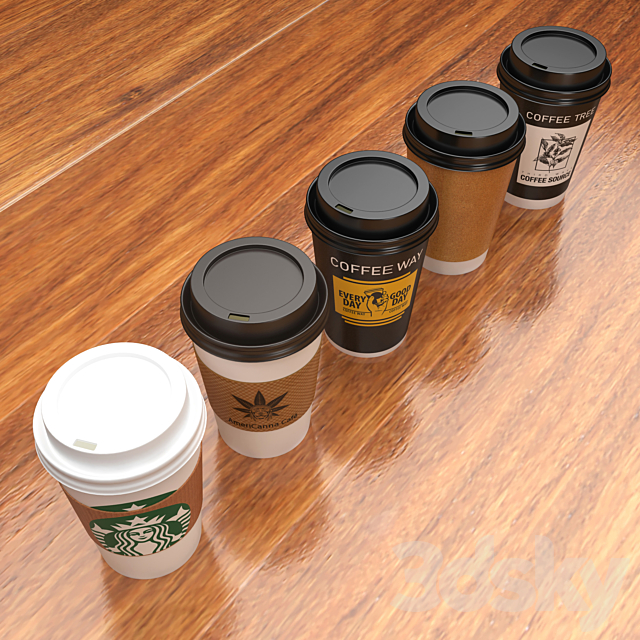 Cups of coffee 3DS Max Model - thumbnail 2