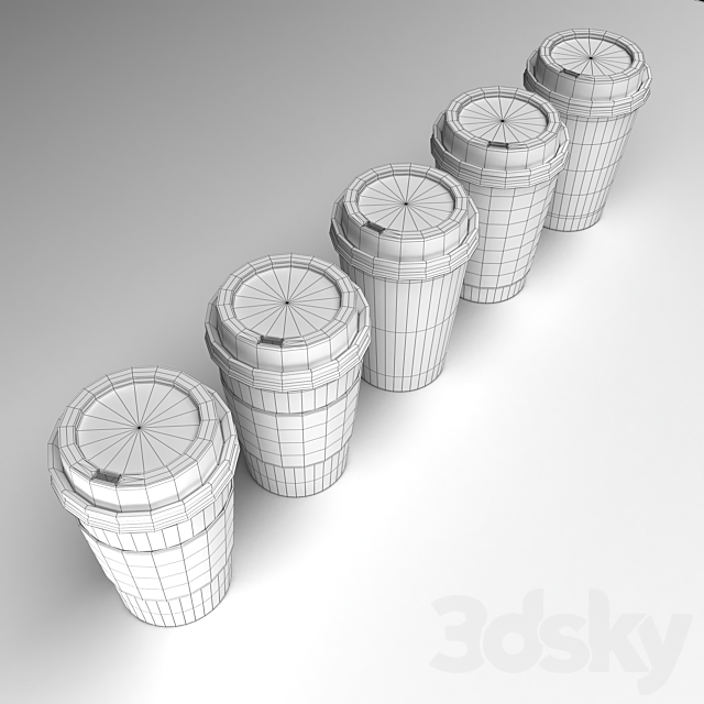 Cups of coffee 3DS Max Model - thumbnail 3