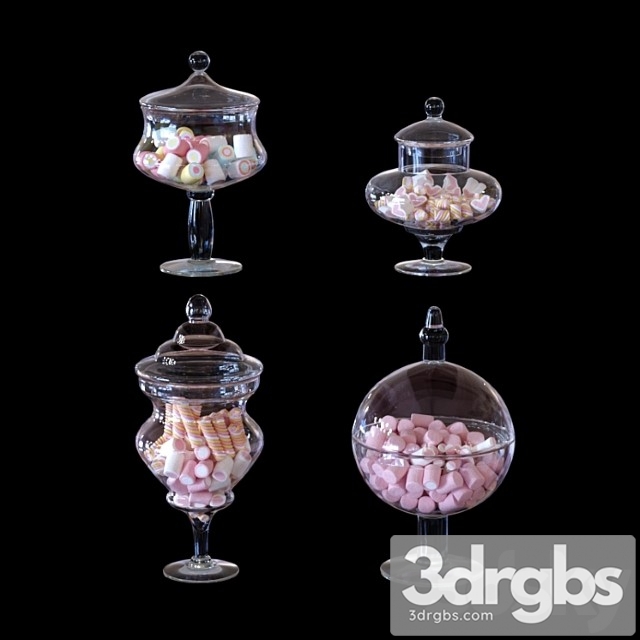 Cys Glass Candy Buffet Jar And Marshmallow 3dsmax Download - thumbnail 1